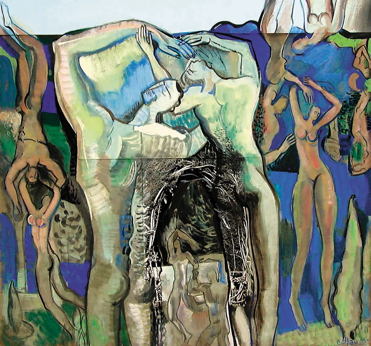 Blue figures